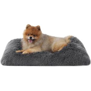 imageBedsure Washable Extra Large Dog Bed for Crate Faux Fur Dog Crate Pad for Large Breed Plush Soft Comfort Dogs Sleeping Mat AntiSlip Pet Kennel Pad 41quot x 29quot Dark GreyDark Gray