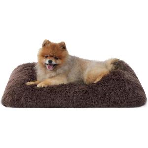 imageBedsure Washable Extra Large Dog Bed for Crate Faux Fur Dog Crate Pad for Large Breed Plush Soft Comfort Dogs Sleeping Mat AntiSlip Pet Kennel Pad 41quot x 29quot Dark GreyDark Brown