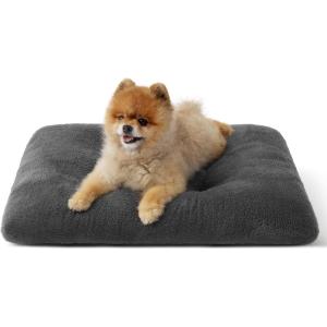 imageBedsure Washable XL Dog Bed for Crate for Extra Large Dogs Comfort Fluffy Plush Pet Pillow Bed Kennel Pad with NonSlip Bottom Machine Washable Pet Sleeping Mat 41quotx27quot BrownDark Gray