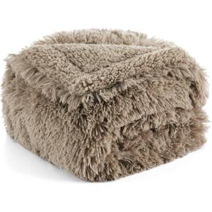 imageBedsure Waterproof Dog Blankets for Large Dogs  Cat Blanket for Couch Protector Washable Long Faux Fur Calming Soft Reversible Throw Furniture Protection for Puppy Pet Pet 40quotx50quot GreyLight Brown