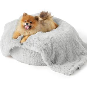 imageBedsure Waterproof Dog Blankets for Large Dogs  Cat Blanket for Couch Protector Washable Long Faux Fur Calming Soft Reversible Throw Furniture Protection for Puppy Pet Pet 40quotx50quot GreyPearl Grey