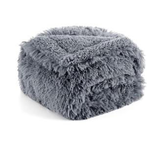 imageBedsure Waterproof Dog Blankets for Large Dogs  Cat Blanket for Couch Protector Washable Long Faux Fur Calming Soft Reversible Throw Furniture Protection for Puppy Pet Pet 40quotx50quot GreyGrey