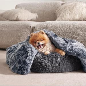 imageBedsure Waterproof Dog Blankets for Large Dogs  Cat Blanket for Couch Protector Washable Long Faux Fur Calming Soft Reversible Throw Furniture Protection for Puppy Pet Pet 40quotx50quot GreyTiedye Grey