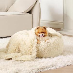 imageBedsure Waterproof Dog Blankets for Large Dogs  Cat Blanket for Couch Protector Washable Long Faux Fur Calming Soft Reversible Throw Furniture Protection for Puppy Pet Pet 40quotx50quot GreyCream