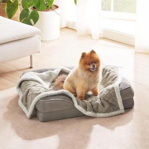 imageBedsure Waterproof Dog Blankets for Medium Dogs  Pet Blanket for Couch Protector Washable Premium Jacquard Coral Fleece Cat Throw Blanket Soft Plush Reversible Furniture Protection30quotx40quot TaupePale Oak
