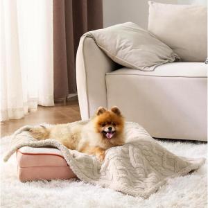 imageBedsure Waterproof Dog Blankets for Medium Dogs  Pet Blanket for Couch Protector Washable Premium Jacquard Coral Fleece Cat Throw Blanket Soft Plush Reversible Furniture Protection30quotx40quot TaupeCream