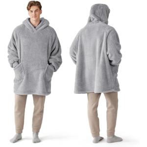imageBedsure Wearable Blanket Hoodie  Gifts for Girlfriend Warm Cozy Fluffy Birthday Present ideas for Wife Soft Sweatshirt Gifts for Women Oversized Hooded Blankets With Sleeves GreyGrey