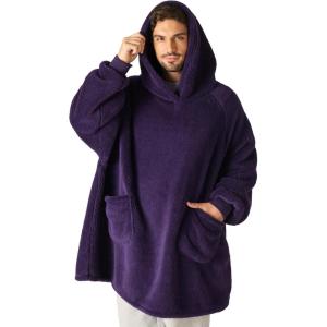 imageBedsure Wearable Blanket Hoodie  Gifts for Girlfriend Warm Cozy Fluffy Birthday Present ideas for Wife Soft Sweatshirt Gifts for Women Oversized Hooded Blankets With Sleeves GreyDark Purple