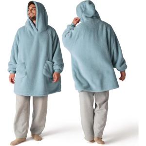 imageBedsure Wearable Blanket Hoodie  Gifts for Girlfriend Warm Cozy Fluffy Birthday Present ideas for Wife Soft Sweatshirt Gifts for Women Oversized Hooded Blankets With Sleeves GreyLight Green