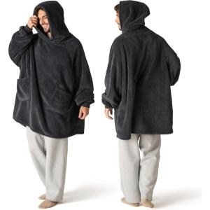 imageBedsure Wearable Blanket Hoodie  Gifts for Girlfriend Warm Cozy Fluffy Birthday Present ideas for Wife Soft Sweatshirt Gifts for Women Oversized Hooded Blankets With Sleeves GreyCharcoal