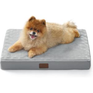 imageBedsure XL Dog Bed for Crate  Large Orthopedic Pet Beds with Removable Machine Washable Cover Egg Crate Foam Puppy Pad Suitable for Pet Up to 80 lbs 41quotx27quotPastel Grey
