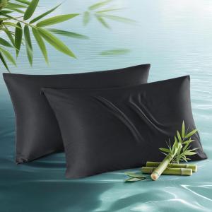 imageBedsure Zipper Pillow Cases King Cooling King Pillow Cases Set of 2 Rayon Derived from Bamboo Cooling Pillowcase for Hot Sleepers Soft ampamp Breathable Pillow Covers Gifts Light Grey 20x36 Inches04  Black