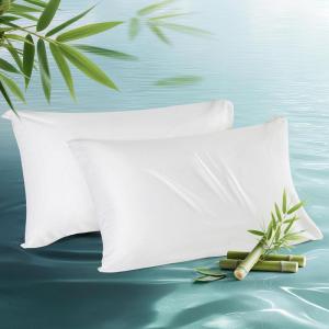 imageBedsure Zipper Pillow Cases King Cooling King Pillow Cases Set of 2 Rayon Derived from Bamboo Cooling Pillowcase for Hot Sleepers Soft ampamp Breathable Pillow Covers Gifts Light Grey 20x36 Inches02  White