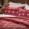 imageBedsure Christmas Comforter Set Queen  Christmas Bed Set with Festival Reindeer Pattern Soft Bedding for Holiday 3 Pieces 1 Reversible Reindeer Pattern Printed Comforter and 2 Pillow Shams02  Red Snowflake