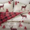 imageBedsure Christmas Comforter Set Queen  Christmas Bed Set with Festival Reindeer Pattern Soft Bedding for Holiday 3 Pieces 1 Reversible Reindeer Pattern Printed Comforter and 2 Pillow Shams01  Red Reindeer