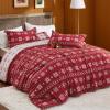 imageBedsure Christmas Comforter Set Queen  Christmas Bed Set with Festival Reindeer Pattern Soft Bedding for Holiday 3 Pieces 1 Reversible Reindeer Pattern Printed Comforter and 2 Pillow Shams02  Red Snowflake