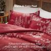 imageBedsure Christmas Comforter Set Queen  Christmas Bed Set with Festival Reindeer Pattern Soft Bedding for Holiday 3 Pieces 1 Reversible Reindeer Pattern Printed Comforter and 2 Pillow Shams06  Red Forest