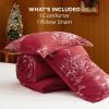 imageBedsure Christmas Comforter Set Queen  Christmas Bed Set with Festival Reindeer Pattern Soft Bedding for Holiday 3 Pieces 1 Reversible Reindeer Pattern Printed Comforter and 2 Pillow Shams06  Red Forest