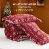 imageBedsure Christmas Comforter Set Queen  Christmas Bed Set with Festival Reindeer Pattern Soft Bedding for Holiday 3 Pieces 1 Reversible Reindeer Pattern Printed Comforter and 2 Pillow Shams02  Red Snowflake