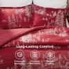 imageBedsure Christmas Comforter Set Queen  Christmas Bed Set with Festival Reindeer Pattern Soft Bedding for Holiday 3 Pieces 1 Reversible Reindeer Pattern Printed Comforter and 2 Pillow Shams06  Red Forest