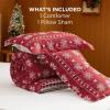 imageBedsure Christmas Comforter Set Queen  Christmas Bed Set with Festival Reindeer Pattern Soft Bedding for Holiday 3 Pieces 1 Reversible Reindeer Pattern Printed Comforter and 2 Pillow Shams02  Red Snowflake