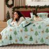 imageBedsure Christmas Comforter Set Queen  Christmas Bed Set with Festival Reindeer Pattern Soft Bedding for Holiday 3 Pieces 1 Reversible Reindeer Pattern Printed Comforter and 2 Pillow Shams04  Green Reindeer