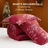 imageBedsure Christmas Comforter Set Queen  Christmas Bed Set with Festival Reindeer Pattern Soft Bedding for Holiday 3 Pieces 1 Reversible Reindeer Pattern Printed Comforter and 2 Pillow Shams06  Red Forest