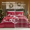 imageBedsure Christmas King Comforter Set  5 Pieces Christmas Bedding Set King Bed in a Bag with 1 Soft Green Tree Reversible Comforter 2 Pillow Shams 1 Throw Blanket and 1 Decorative03  Snowflake