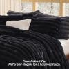 imageBedsure Fluffy Comforter Set Queen  Light Beige Faux Fur Queen Comforter Soft Shaggy Plush Bubble Bedding Comforter Sets Winter Warm Luxury Fuzzy Bed Set 3 Pieces 1 Comforter and 2 Pillowcases07  Black