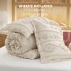 imageBedsure Queen Size Comforter Set  Beige Tufted Boho Bed Set Farmhouse Shabby Chic Embroidery Bedding for All Seasons 3 Pieces 1 Soft Jacquard Queen Comforter and 2 Pillow Shams09  Beige