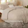 imageBedsure Queen Size Comforter Set  Beige Tufted Boho Bed Set Farmhouse Shabby Chic Embroidery Bedding for All Seasons 3 Pieces 1 Soft Jacquard Queen Comforter and 2 Pillow Shams03  Khaki  Arch Jacquard