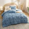 imageBedsure Queen Size Comforter Set  Beige Tufted Boho Bed Set Farmhouse Shabby Chic Embroidery Bedding for All Seasons 3 Pieces 1 Soft Jacquard Queen Comforter and 2 Pillow Shams13  Grayish Blue