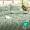 imageBedsure Queen Size Comforter Set  Beige Tufted Boho Bed Set Farmhouse Shabby Chic Embroidery Bedding for All Seasons 3 Pieces 1 Soft Jacquard Queen Comforter and 2 Pillow Shams04  Sage Green  Arch Jacquard