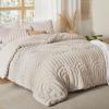 imageBedsure Queen Size Comforter Set  Beige Tufted Boho Bed Set Farmhouse Shabby Chic Embroidery Bedding for All Seasons 3 Pieces 1 Soft Jacquard Queen Comforter and 2 Pillow Shams01  Beige  Arch Jacquard
