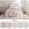 imageBedsure Queen Size Comforter Set  Beige Tufted Boho Bed Set Farmhouse Shabby Chic Embroidery Bedding for All Seasons 3 Pieces 1 Soft Jacquard Queen Comforter and 2 Pillow Shams06  Pink  Bow