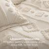 imageBedsure Queen Size Comforter Set  Beige Tufted Boho Bed Set Farmhouse Shabby Chic Embroidery Bedding for All Seasons 3 Pieces 1 Soft Jacquard Queen Comforter and 2 Pillow Shams09  Beige