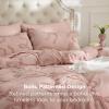 imageBedsure Queen Size Comforter Set  Beige Tufted Boho Bed Set Farmhouse Shabby Chic Embroidery Bedding for All Seasons 3 Pieces 1 Soft Jacquard Queen Comforter and 2 Pillow Shams11  Rose Pink