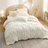 imageBedsure Queen Size Comforter Set  Beige Tufted Boho Bed Set Farmhouse Shabby Chic Embroidery Bedding for All Seasons 3 Pieces 1 Soft Jacquard Queen Comforter and 2 Pillow Shams10  White