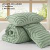 imageBedsure Queen Size Comforter Set  Beige Tufted Boho Bed Set Farmhouse Shabby Chic Embroidery Bedding for All Seasons 3 Pieces 1 Soft Jacquard Queen Comforter and 2 Pillow Shams04  Sage Green  Arch Jacquard