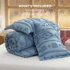 imageBedsure Queen Size Comforter Set  Beige Tufted Boho Bed Set Farmhouse Shabby Chic Embroidery Bedding for All Seasons 3 Pieces 1 Soft Jacquard Queen Comforter and 2 Pillow Shams13  Grayish Blue