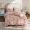 imageBedsure Queen Size Comforter Set  Beige Tufted Boho Bed Set Farmhouse Shabby Chic Embroidery Bedding for All Seasons 3 Pieces 1 Soft Jacquard Queen Comforter and 2 Pillow Shams11  Rose Pink