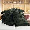 imageBedsure Queen Size Comforter Set  Beige Tufted Boho Bed Set Farmhouse Shabby Chic Embroidery Bedding for All Seasons 3 Pieces 1 Soft Jacquard Queen Comforter and 2 Pillow Shams14  Dark Green