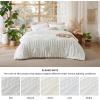 imageBedsure Queen Size Comforter Set  Beige Tufted Boho Bed Set Farmhouse Shabby Chic Embroidery Bedding for All Seasons 3 Pieces 1 Soft Jacquard Queen Comforter and 2 Pillow Shams02  White  Arch Jacquard