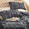imageBedsure Queen Size Comforter Set  Beige Tufted Boho Bed Set Farmhouse Shabby Chic Embroidery Bedding for All Seasons 3 Pieces 1 Soft Jacquard Queen Comforter and 2 Pillow Shams12  Dark Grey