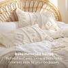 imageBedsure Queen Size Comforter Set  Beige Tufted Boho Bed Set Farmhouse Shabby Chic Embroidery Bedding for All Seasons 3 Pieces 1 Soft Jacquard Queen Comforter and 2 Pillow Shams09  Beige