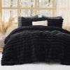imageBedsure Fluffy Comforter Set Queen  Light Beige Faux Fur Queen Comforter Soft Shaggy Plush Bubble Bedding Comforter Sets Winter Warm Luxury Fuzzy Bed Set 3 Pieces 1 Comforter and 2 Pillowcases07  Black