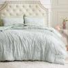 imageBedsure Queen Size Comforter Set  Beige Tufted Boho Bed Set Farmhouse Shabby Chic Embroidery Bedding for All Seasons 3 Pieces 1 Soft Jacquard Queen Comforter and 2 Pillow Shams07  Sage Green  Bow