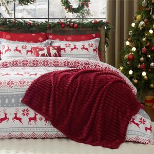 imageBedsure Christmas King Comforter Set  5 Pieces Christmas Bedding Set King Bed in a Bag with 1 Soft Green Tree Reversible Comforter 2 Pillow Shams 1 Throw Blanket and 1 Decorative01  Reindeer