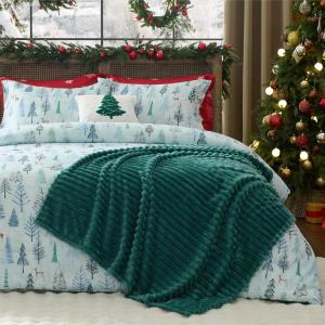 imageBedsure Christmas King Comforter Set  5 Pieces Christmas Bedding Set King Bed in a Bag with 1 Soft Green Tree Reversible Comforter 2 Pillow Shams 1 Throw Blanket and 1 Decorative02  Forest