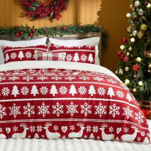 imageBedsure Fluffy Christmas Comforter Set Queen  Red Christmas Bedding with Candy Cane Warm Fleece Bed Sets for Winter 3 Pieces 1 Soft Plush Shaggy Comforter with 2 Pillowcases03  Red  Reversible